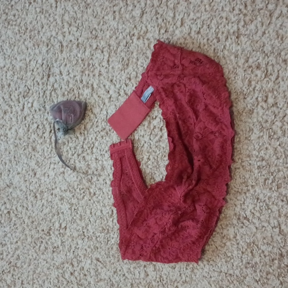 aerie happy burnt orange wired strapless bra